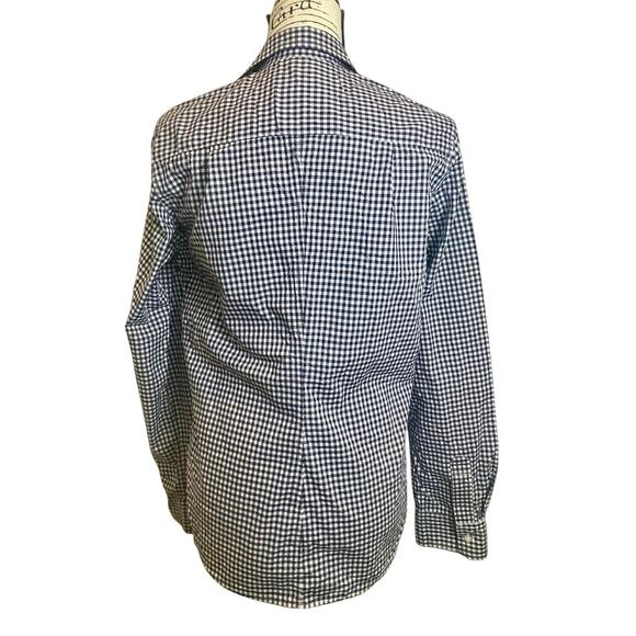 FRANK & EILEEN BARRY SHIRT BUTTON DOWN GINGHAM NAVY BLUE/WHITE SZ L AESTHETIC - Picture 11 of 16